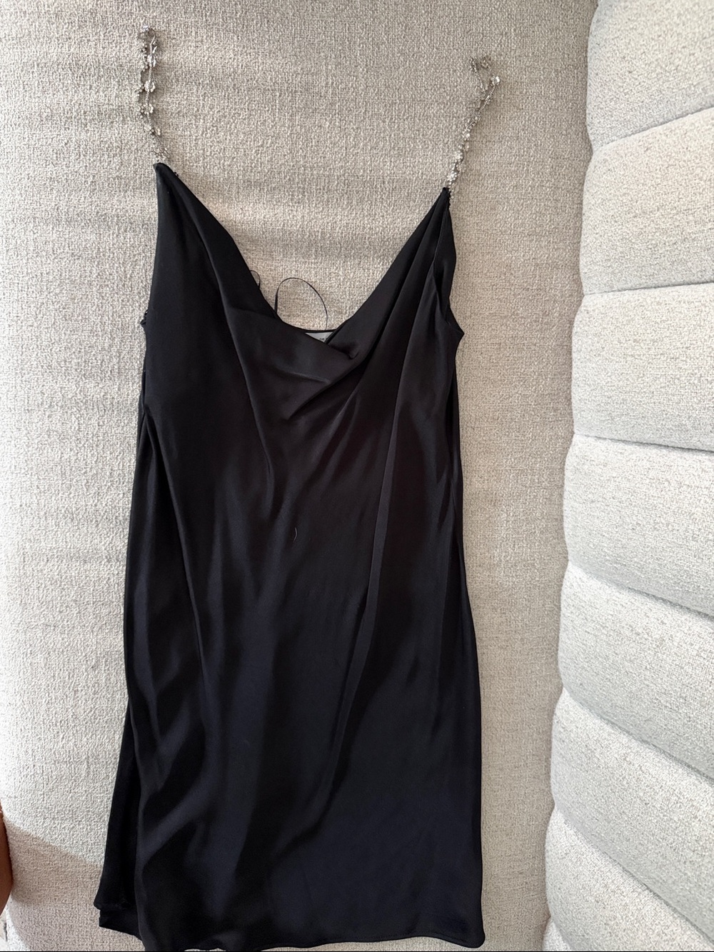 Zara Black Slip Cowl Neck dress with Crystal Straps